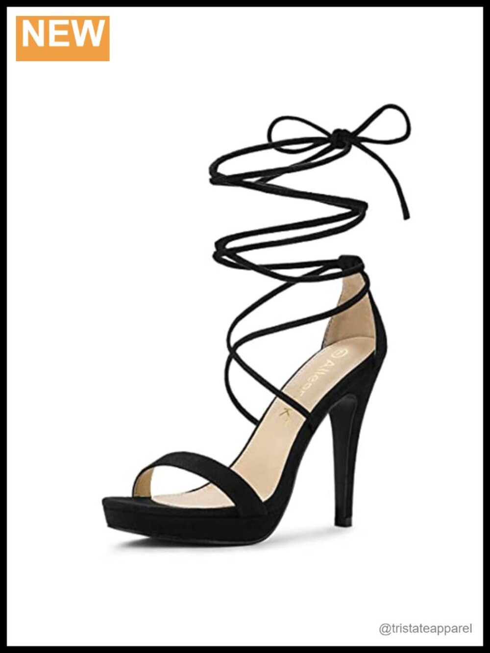 Faux Suede Platform Stiletto Heels Lace Up Sandals Open Toe Ankle Strap